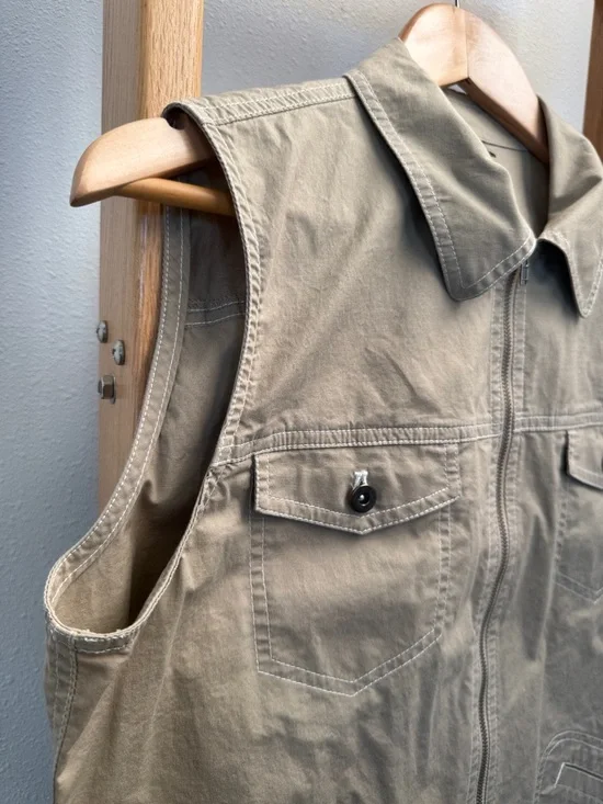 NWOT Rafaella Khaki Utility Zip-Front Sleeveless Vest with pockets - Picture 2 of 6